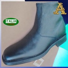 STIVALI UOMO vera pelle zip nero  41 42 43  44 45 39 40 ITALIA  VV