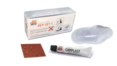PVC-& PU-REPARATURSET CAMPLAST MINI; Flickzeug für Schlauchboot Zelt Pool