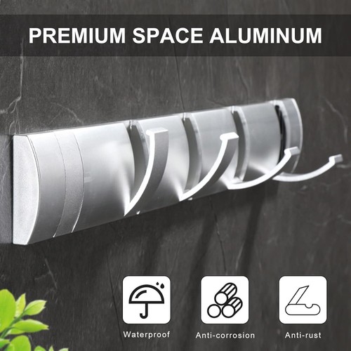 Coat Hooks Wall Mounted Rack Clothes Hanger Towel Rail Heavy Duty Foldable Hook - Picture 6 of 10