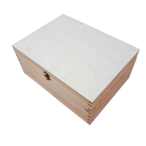Wooden Box A4 Size, 13.5 cm High,For DocumentS,With Lid Lockable Latch.Unpainted - Picture 3 of 6