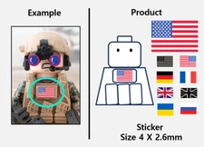(A 4mm)  US Global flag stickers/ military minifigure army patch decal zimypik