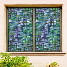 3D Green Lines 072NAO Window Film Print Sticker Cling Stained Glass UV Block Fay