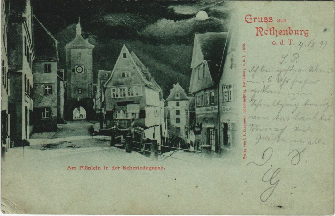 Old postcard Rothenburg Am Plonlein in der Schmiedgasse GERMANY (1076961)