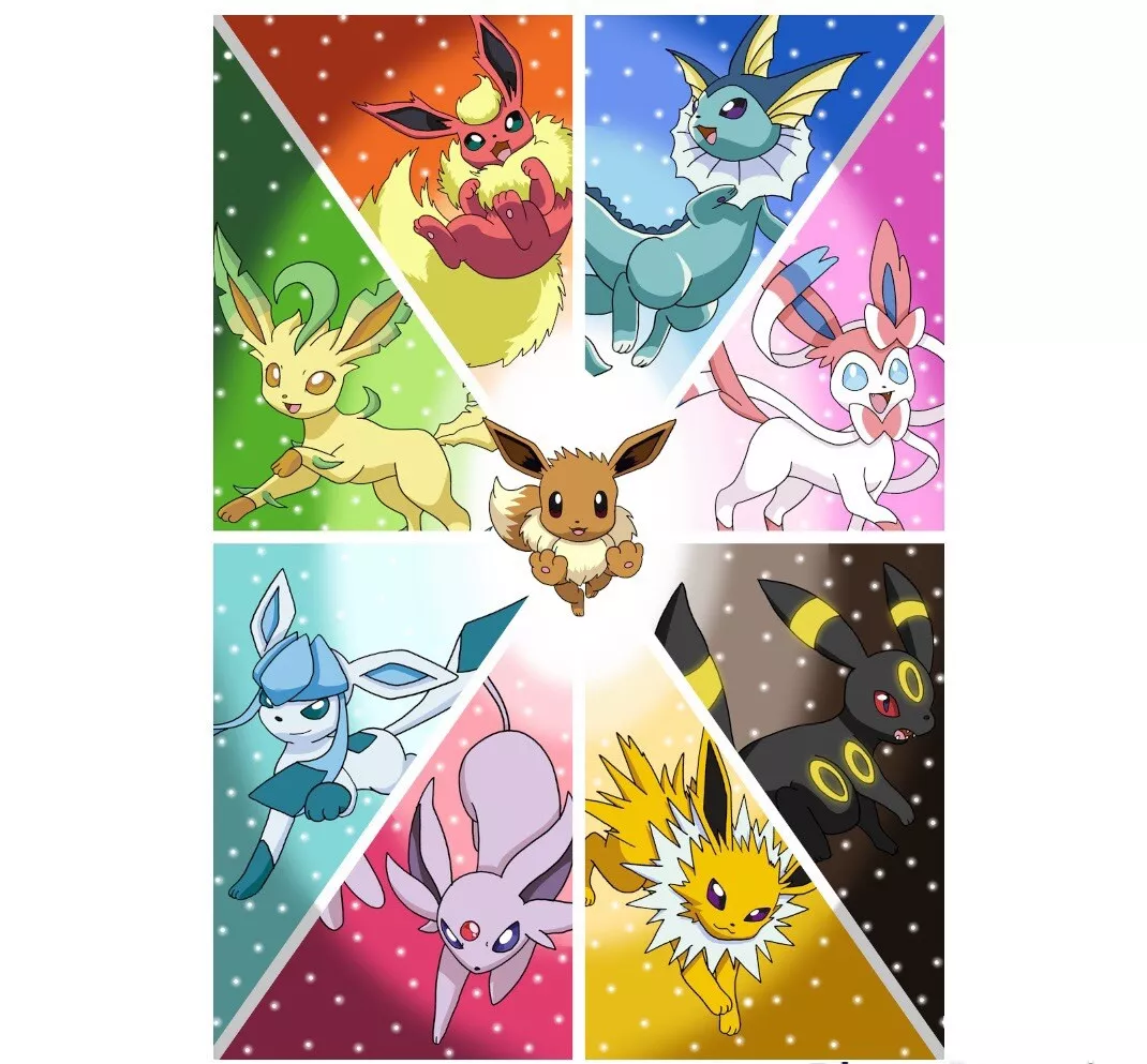 Pokemon Eevee Evolution DIY Full Round Drill 30x40cm Diamond Painting