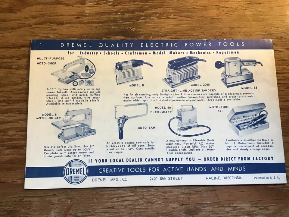 Vintage 1950s-60s Dremel Moto Tool Use Booklet W/Accessories Catalog Price List - Image 2 of 2
