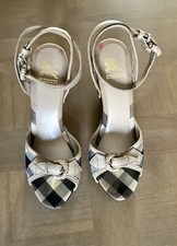BURBERRY Logo Slingback Strap Sandals Stiletto US9 EU38 Neutral