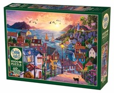 Coastal Town at Sunset 1000 Piece Jigsaw Puzzle Cobble Hill New