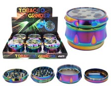 6 PACK 2.2" 4 Piece Drum Grinder Tobacco Herb Spice Crusher Rainbow Color 
