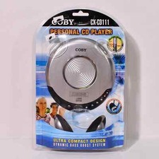 NIP Coby CD Player CX-CD111 Silver Dynamic Bass Boost  Headphones 0223  