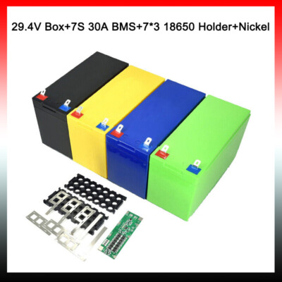 29.4V Battery Storage Box 18650 7S3P Holder 30A Balance BMS Welding Nickel AUS
