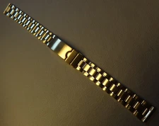 New Womens Hirsch 14mm Gold Tone Security Tri Fold Sealock Bracelet Watch Band