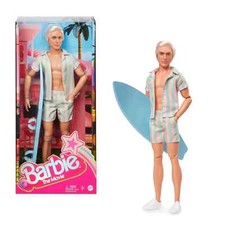 Barbie The Movie (2023) Ken Doll, Pink & Green Striped Beach Set, Surfboard 🆕