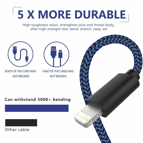 5x Heavy Duty Fast Charger Cable Charging Cord For iPhone 7 8 X XS 11 12 13 Max - Picture 11 of 19