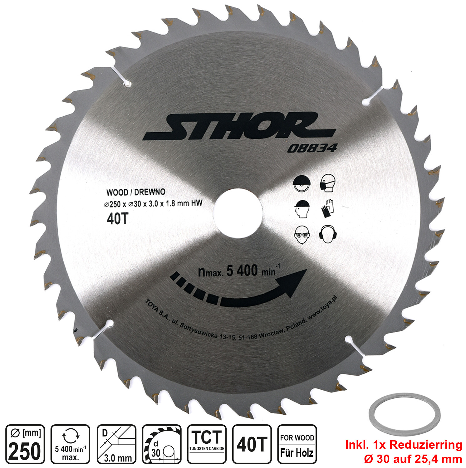 HM Kreissägeblatt Sägeblatt 250 x 30 / 25,4 mm 40 Z Hartmetall Sägeblätter Holz