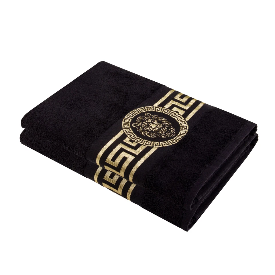 Handtücher Duschtücher Badetücher Saunatücher Baumwolle Frottee Schwarz Gold - Bild 4 von 4