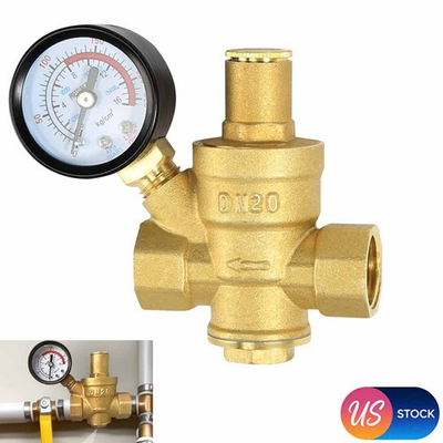 #ad DN20 Brass Water Pressure Regulator 3 4#x27;#x27; Reducing Valve Water Reducer w Gauge $16.98