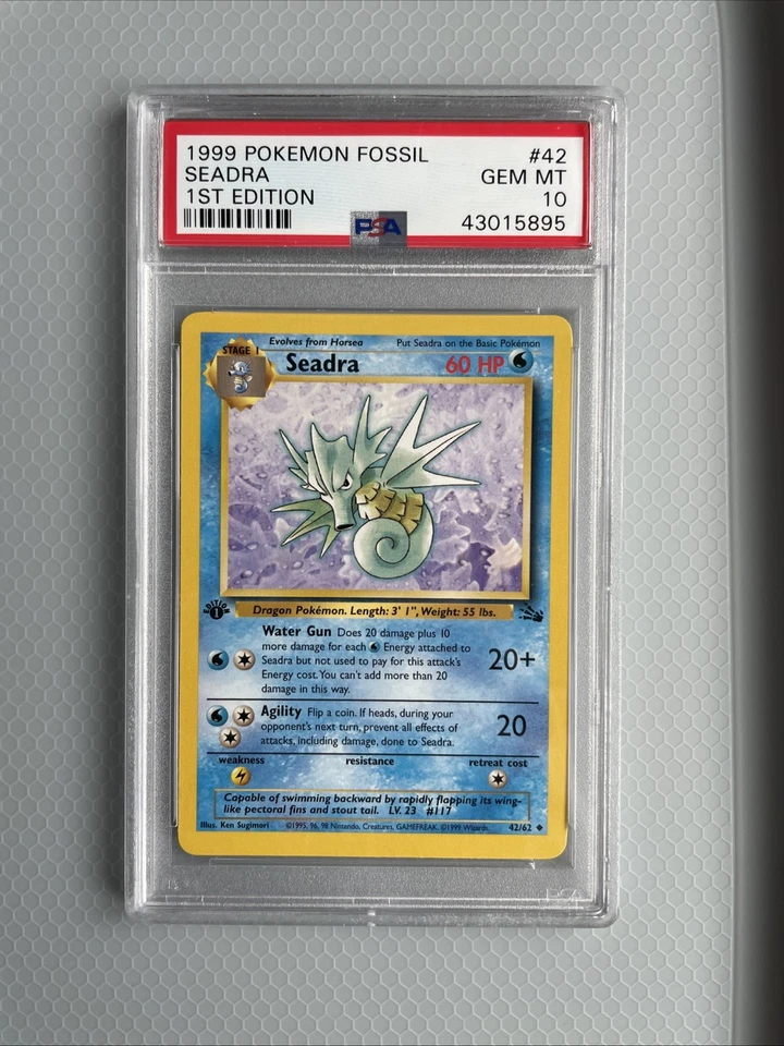 1999 Pokémon Fossil Seadra #42 1st Edition PSA 10 - Image 2 of 4