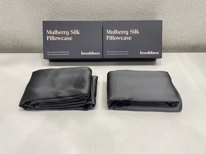 Brooklinen Set Of 2 Mulberry Silk King Pillowcases, Carbon