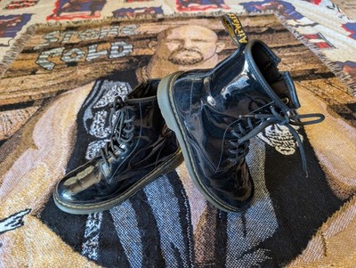 Doc Martens 1460 Y Patent Leather Black Boots Side Zip Sizes Mens 5 Womens 6