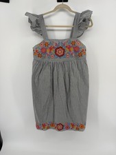 Savanna Jane Ruffle Flutter Sleeves Embroidered Dress Small square neckline Baby