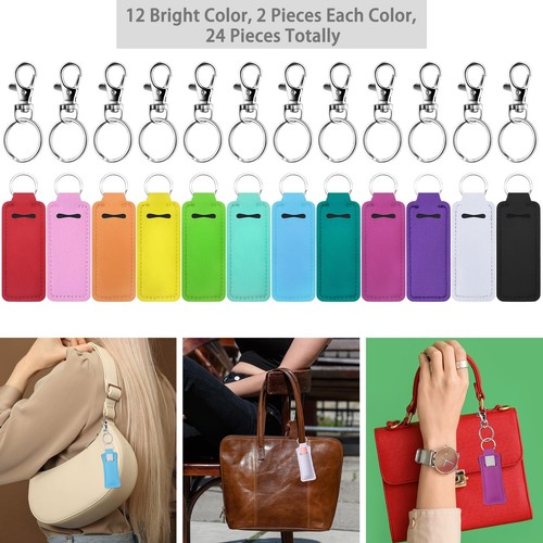 24 Pieces Chapstick Keychain Holder Lip Balm Holder Keychains Neoprene Lipsti... - Picture 2 of 7