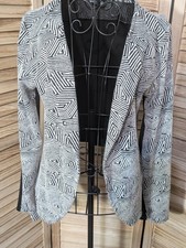 Vintage Mod Wet Seal Geometric Black and White Women's Blazer Size XL