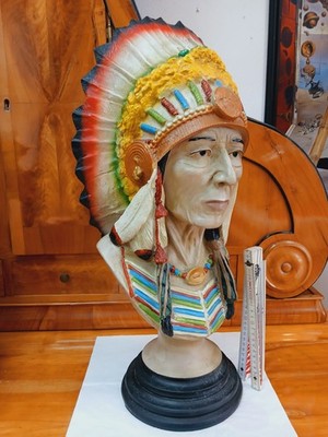 True Vintage -grosse beeindrucke INDIANER Büste aus Kanada 60er J - H 60 cm -X24