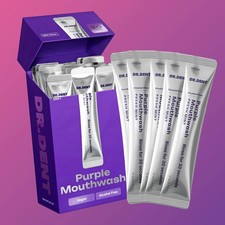 DR.DENT Purple Mouthwash 20 Pack Fresh Mint Color Correcting Oral Rinse Sachets