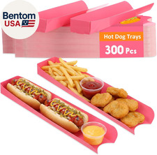 300 Pcs Hot Dog Trays Disposable 11.8 X 2 X 1.2 Inch Open Hot Dog Containers Pap