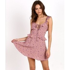 Flynn Skye Sweet Treat Mini Dress Womens Size M Pink Boho Coquette Fairycore EUC