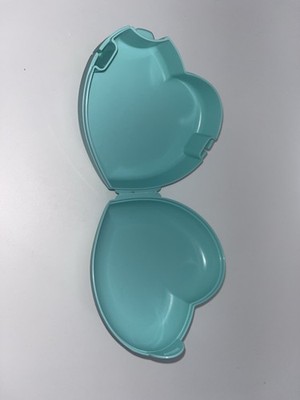 Tupperware Heart Shaped Trinket Box Pink Aqua Love Jewelry Storage