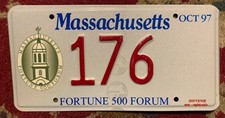 MASSACHUSETTS FORTUNE 500 FORUM LICENSE PLATE AUTO TAG # 176