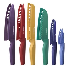 Astercook 12 Piece Color Coded Professional Kitchen Knife Set W/ Sheathe