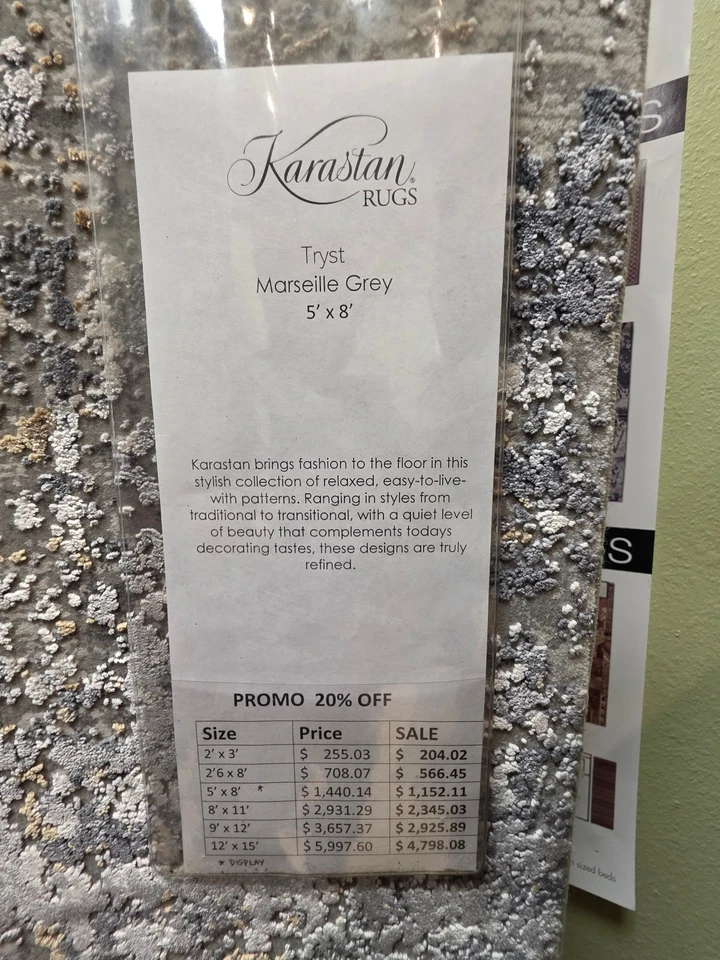 Alfombra Karastan: Colección Tryst - Gris Marsella 5'x8' ¡Nueva! Foto 4 de 4