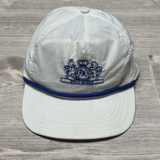 VINTAGE Philip Morris Hat Cap Strap Back Mens One Size White Blue Rope USA 90s