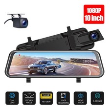 10" 1080P Car Dual Dash Cam DVR Rear View Mirror Camera Video Recorder G-sensor