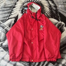 The Disney Store Official Mickey Mouse Hooded Red Lined Jacket Size Medium