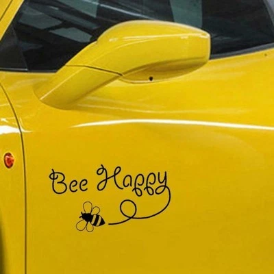 ARTISIGN CRAFTS Bee Happy Bumblebee Vinyl Decal | Fun Window & Bumper Sticker for Cars, Laptops,