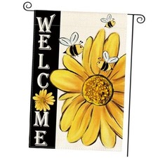Spring Summer Bee Sunflower Garden Flag 12x18 Inch Double Garden Size-12 x 18"
