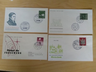 Bund 1955/57 -  4  Ersttagsbriefe/ FDC - 2x Tagesstempel/2x Sonderstempel-; GI