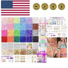 6000 Clay Beads Bracelet Making Kit, 24 Colors Flat Preppy Beads for Friendsh...