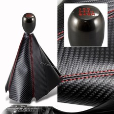 Jdm Red Stitch Carbon Manual Shift Boot Type-r Gunmetal 6-speed Shifter Knob Jdm Red Stitch Carbon Manual Shift Boot Type-r Gunmetal 6-speed Shifter Knob