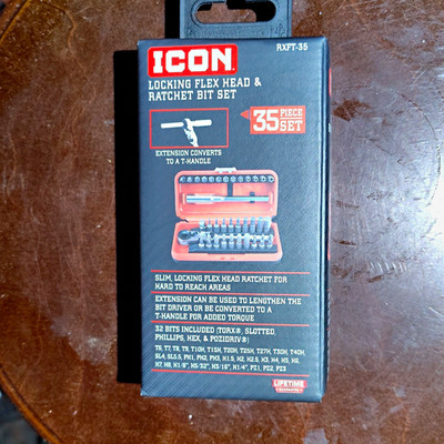 ICON 35pc Locking Flex Head Ratchet Bit Set w/ Tray Case RXFT-35
