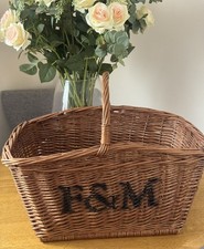 Fortnum & Mason Large Basket F&M Wicker Basket Log Display Basket Huntsman