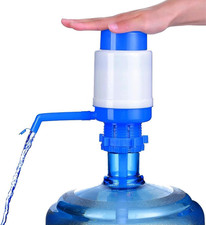 Bomba de agua manual portátil azul para botella de 5 galones, botella dispensadora de jarra de agua