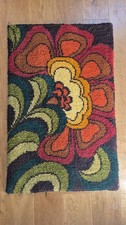 Knüpfteppich Schurwolle Handarbeit MCM Vintage 70er 112x73x2cm Pop art