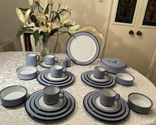 ARITA -GENESIS BLUE - Stoneware- DINNER Set - 4 Place Setting +  Serving Pieces