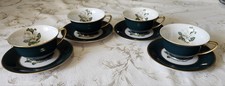 Juego de 4 tazas y platillos florales Arcadian-Prestige Windsor Magnolia excelente
