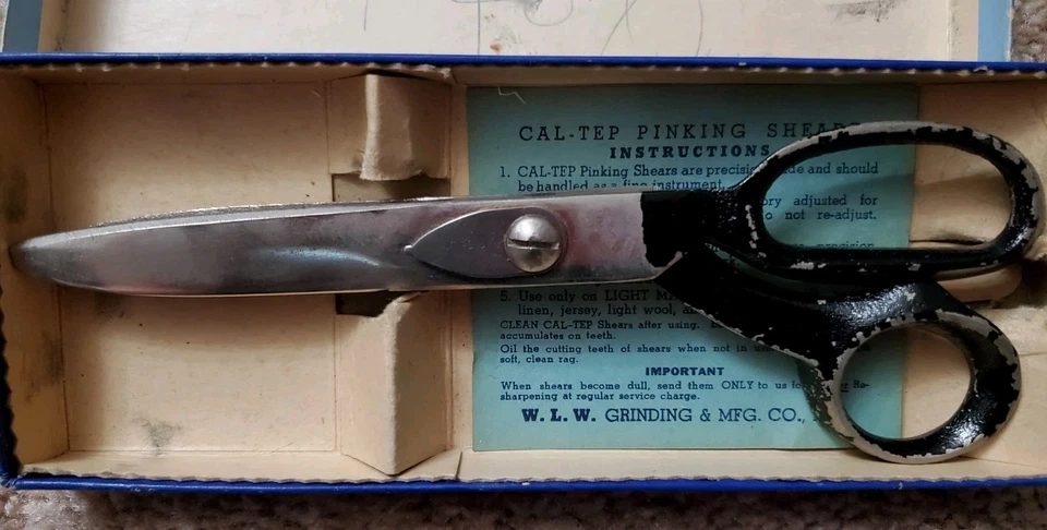 Vintage Precision Made CAL-TEP 7.5" Pinking Shears Scissors with Box USA - Image 2 of 4