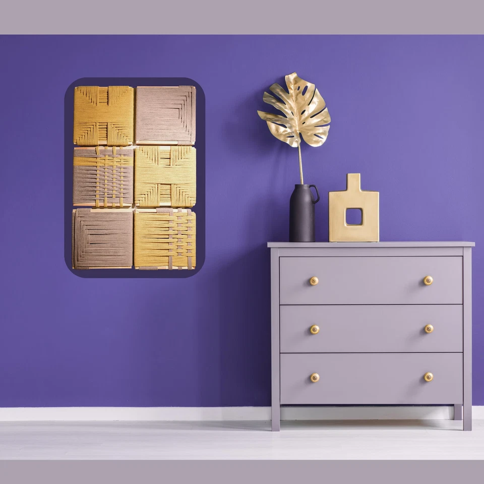 Der edle Makramee-Wandbehang 50 x 76 cm, Knoten Design Textilkunst Wanddeko Garn - Bild 2 von 4